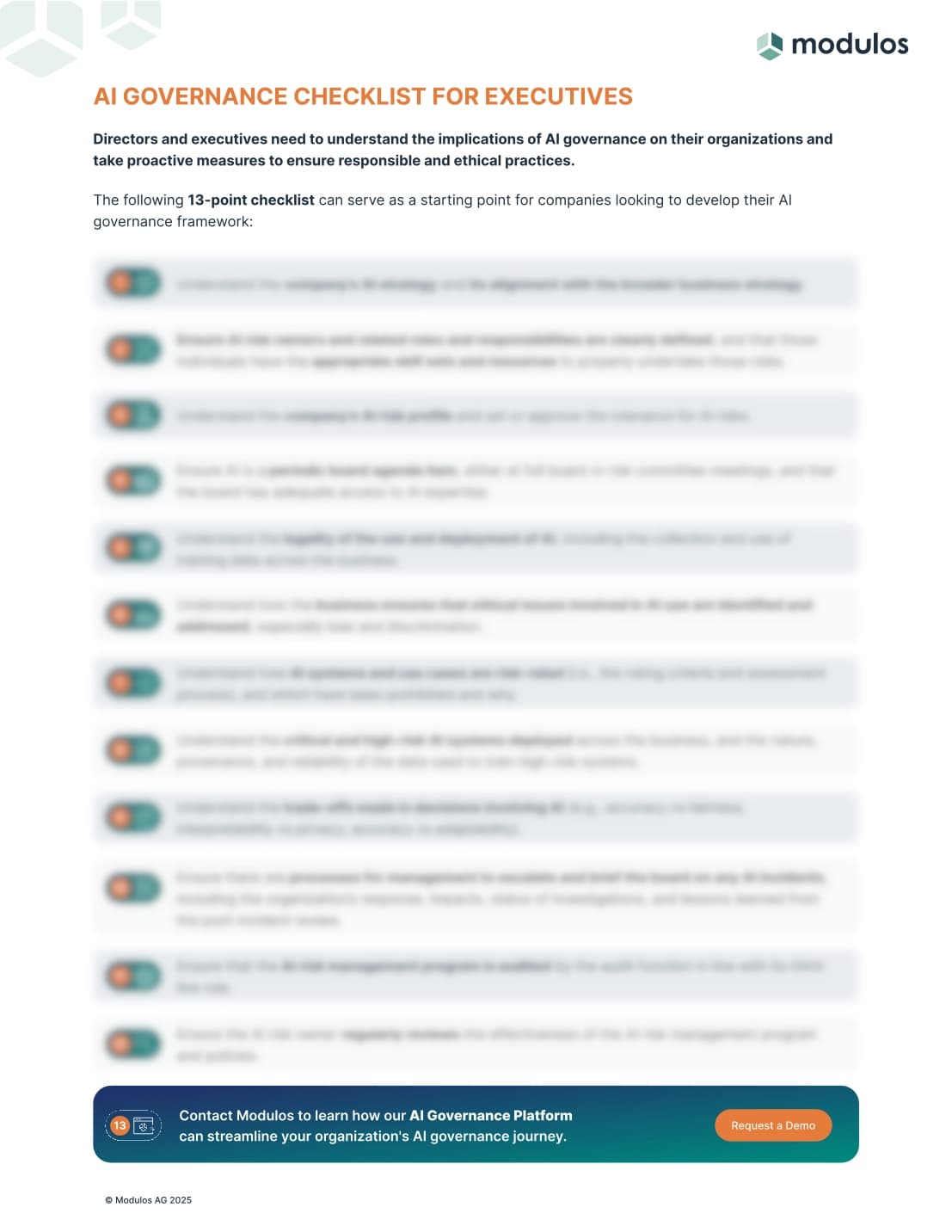 AI Governance Checklist