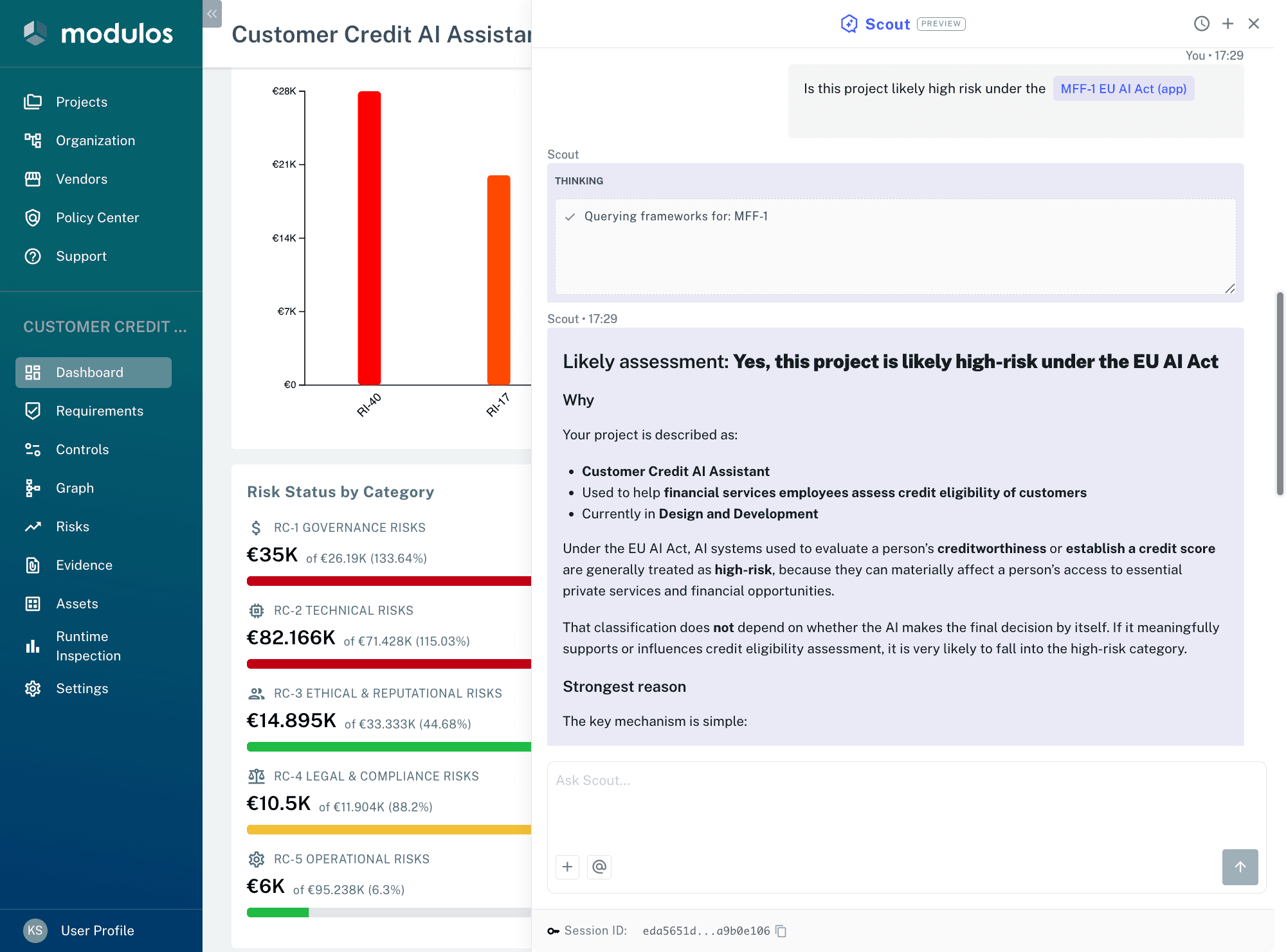 Scout AI assistant helping with control assessment and risk analysis